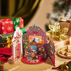 1pc Merry Christmas Pop Up Card Cat Party Greeting Card Holiday Paper Carved