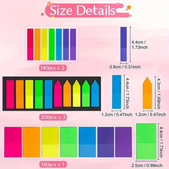 1020 Sheets Fluorescent Index Stickers Solid Sticky Notes Waterproof