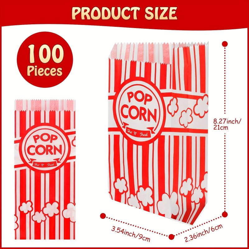 100pcs 1oz Paper Popcorn Bags Concession Bags