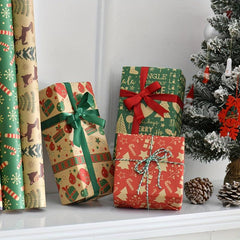 6pcs Christmas Wrapping Paper Retro Leather Paper Gift Packaging Paper