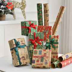 6pcs Christmas Wrapping Paper Retro Leather Paper Gift Packaging Paper