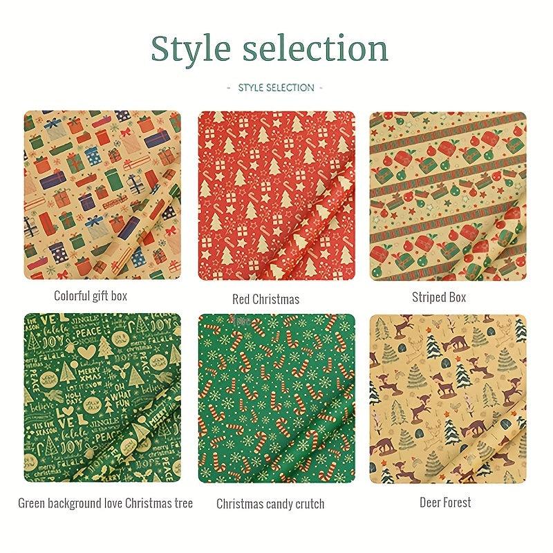6pcs Christmas Wrapping Paper Retro Leather Paper Gift Packaging Paper