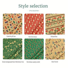 6pcs Christmas Wrapping Paper Retro Leather Paper Gift Packaging Paper