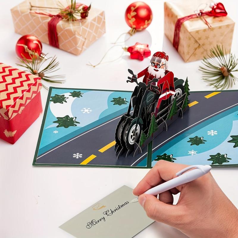 1pc Christmas Santa Pop Up Card 3D Christmas Greeting Cards Envelope Note Tag