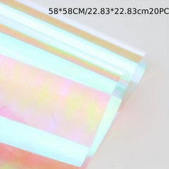 Thick Rainbow Holographic Flower Gift Wrapping Paper - 20 Sheets