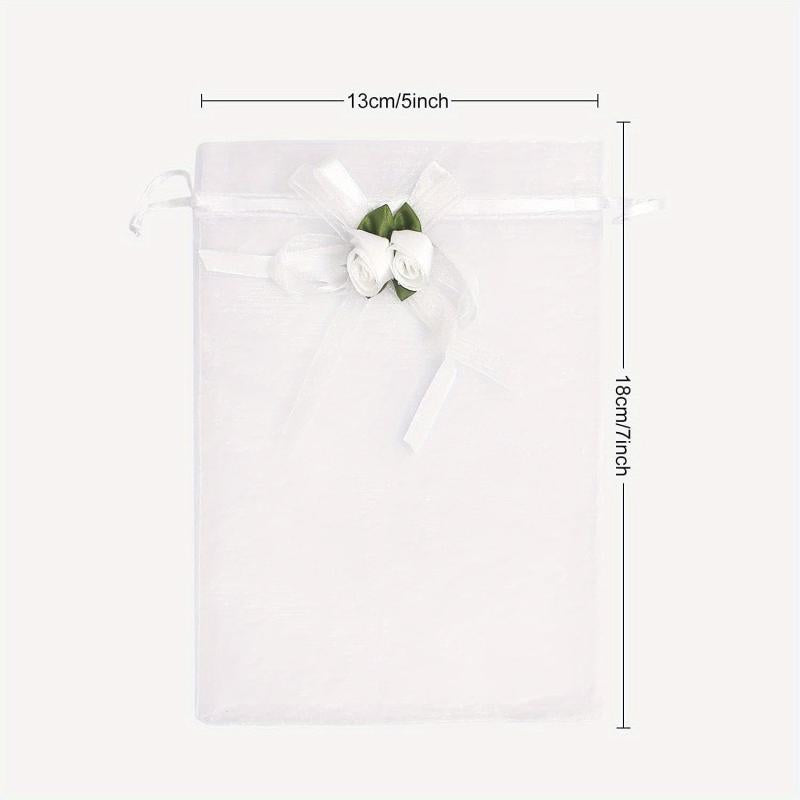 10pcs Rose Organza Gift Bags Wedding Jewelry Christmas Small Business Supplies