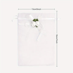 10pcs Rose Organza Gift Bags Wedding Jewelry Christmas Small Business Supplies