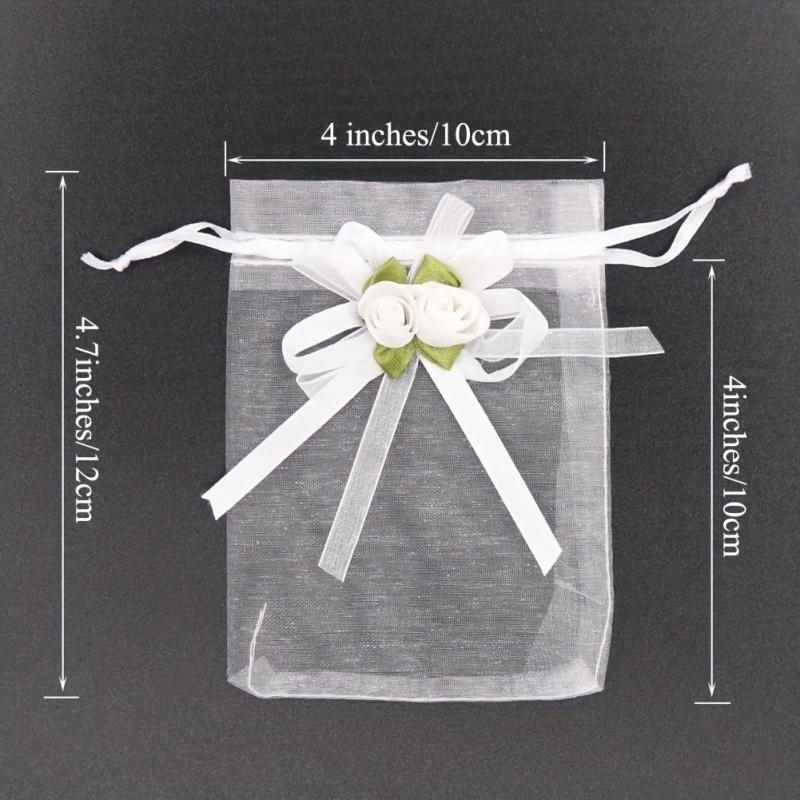 10pcs Rose Organza Gift Bags Wedding Jewelry Christmas Small Business Supplies