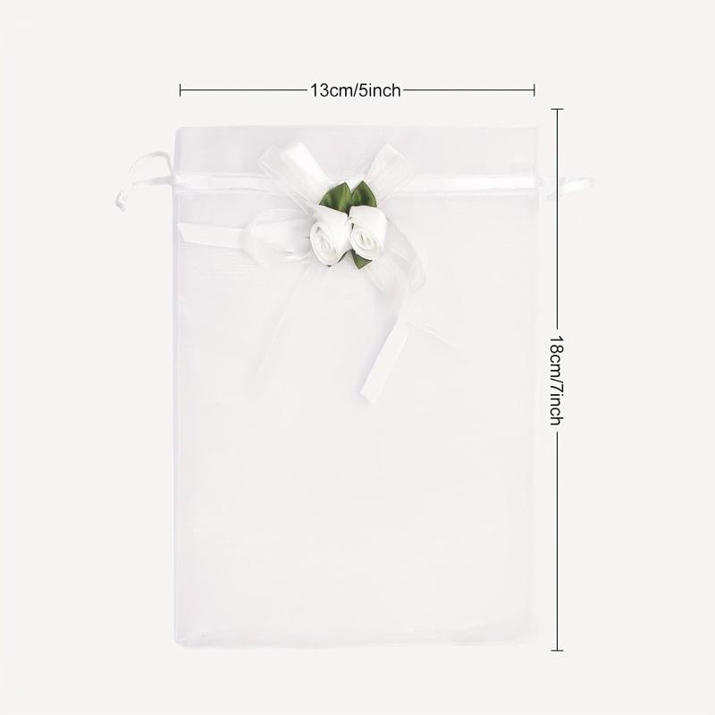 10pcs Rose Organza Gift Bags Wedding Jewelry Christmas Small Business Supplies