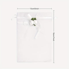 10pcs Rose Organza Gift Bags Wedding Jewelry Christmas Small Business Supplies