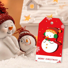 50pcs Creative Cartoon Christmas Gift Labels & Rope Merry Christmas Hang Tags