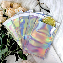 100pcs Laser Self-Adhesive Express Bag Jewelry Cosmetic Packaging Bag
