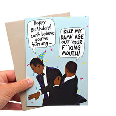 Funny Birthday Card Meme Keep My Age Out Your Mouth Slap