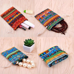 4pcs Reusable Egyptian Ethnic Style Burlap Jewelry Bags