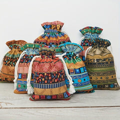 4pcs Reusable Egyptian Ethnic Style Burlap Jewelry Bags