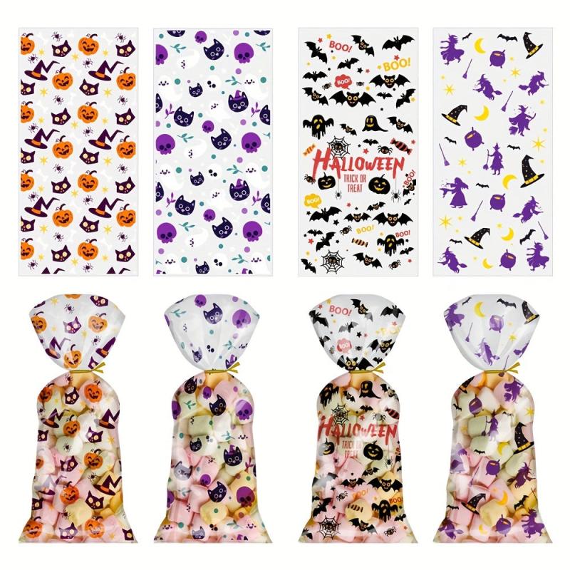 50 Halloween Cellophane Treat Bags with Twist Ties