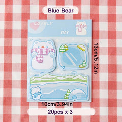 3pcs Cartoon Sticky Note Set Rabbit Bear School Supplies