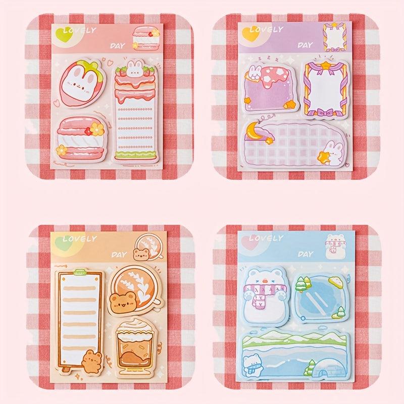 3pcs Cartoon Sticky Note Set Rabbit Bear School Supplies