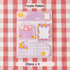 3pcs Cartoon Sticky Note Set Rabbit Bear School Supplies