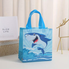 4pcs Waterproof Shark Birthday Gift Bags Reusable Handles Totes