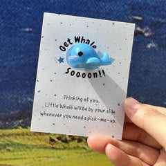 1pc Pocket Hug Get Whale Soon Card Resin Whale Keepsake Token