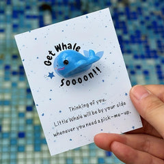 1pc Pocket Hug Get Whale Soon Card Resin Whale Keepsake Token