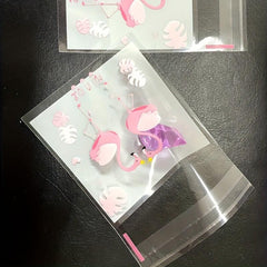 100pcs Flamingo Print Candy Bag Biscuit Bag Small Gift Packaging Bag