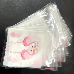 100pcs Flamingo Print Candy Bag Biscuit Bag Small Gift Packaging Bag