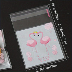 100pcs Flamingo Print Candy Bag Biscuit Bag Small Gift Packaging Bag