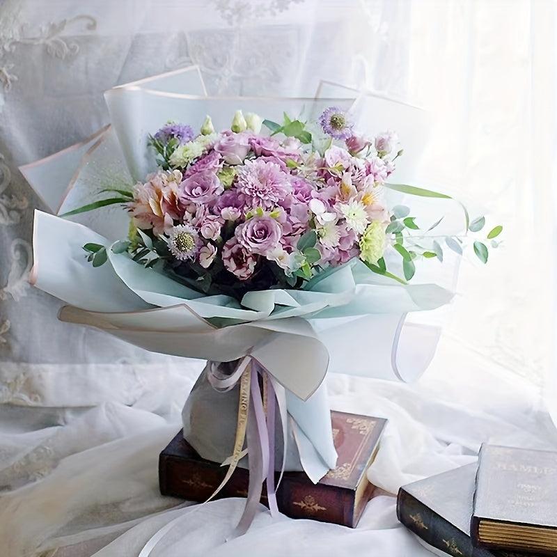 Golden Edged Jelly Film Flower Packaging Paper - 10pcs
