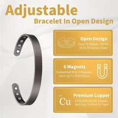 Pure Copper Magnetic Bracelet Healing Magnets Adjustable Bangles