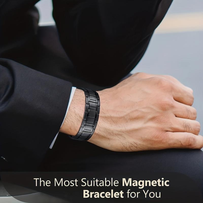 3pcs Magnetic Bracelets For Men Titanium Steel Ultra Strength 3 Rows Magnets