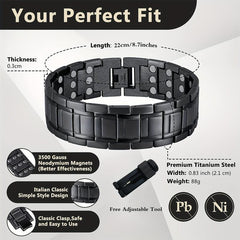 3pcs Magnetic Bracelets For Men Titanium Steel Ultra Strength 3 Rows Magnets