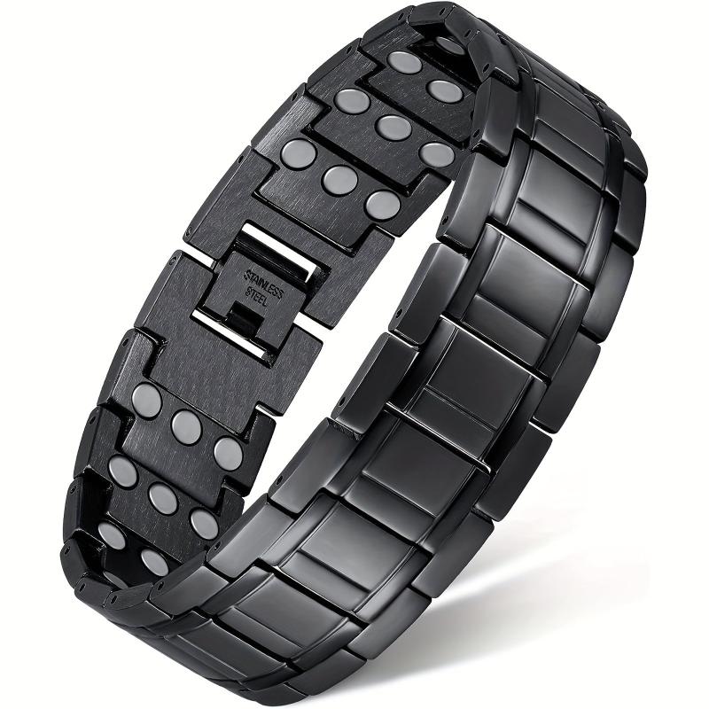 3pcs Magnetic Bracelets For Men Titanium Steel Ultra Strength 3 Rows Magnets