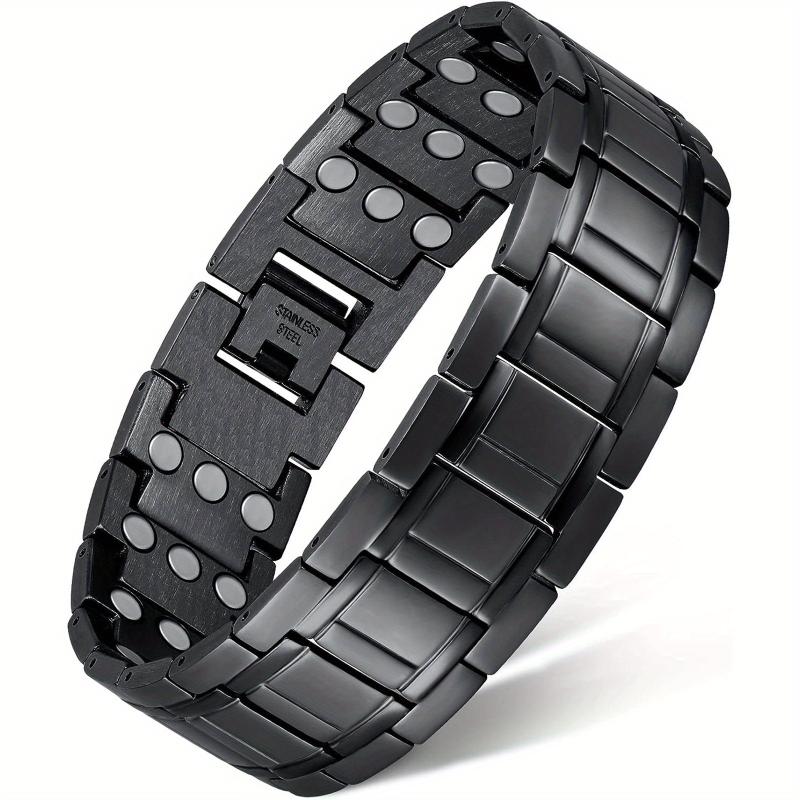 3pcs Magnetic Bracelets For Men Titanium Steel Ultra Strength 3 Rows Magnets