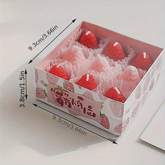 9pcs Strawberry Scented Candles in Creative Box Aromatherapy Soy Wax Decor