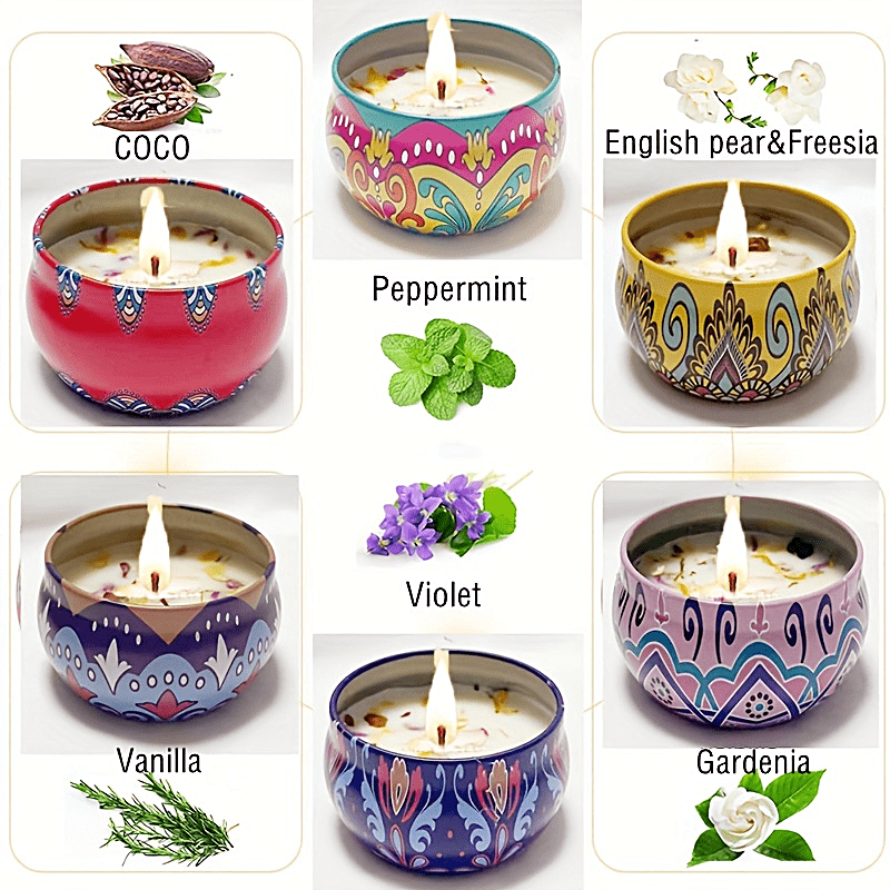 6 Pcs Scented Candles Gift Sets For Women - Home & Aromatherapy Candles - 2.5oz