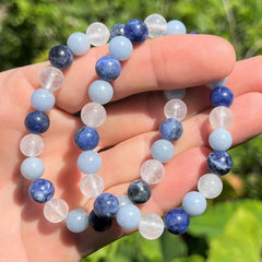 Positive Energy Bracelet Clear Quartz Angelite Sodalite
