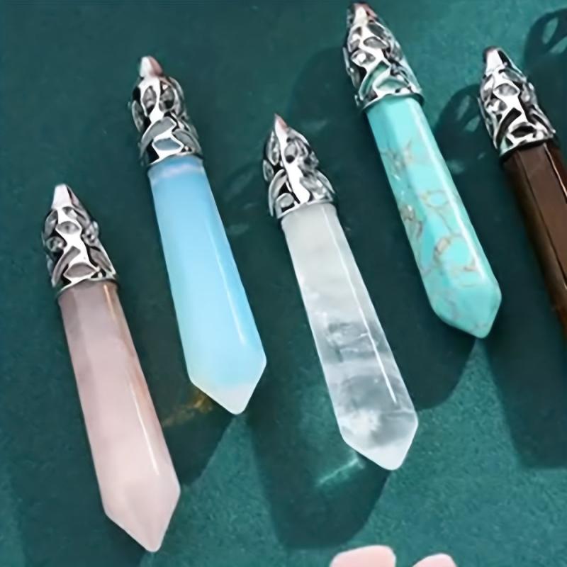 Healing Crystals Hexagonal Stones Necklace Reiki Gemstone Quartz Jewelry