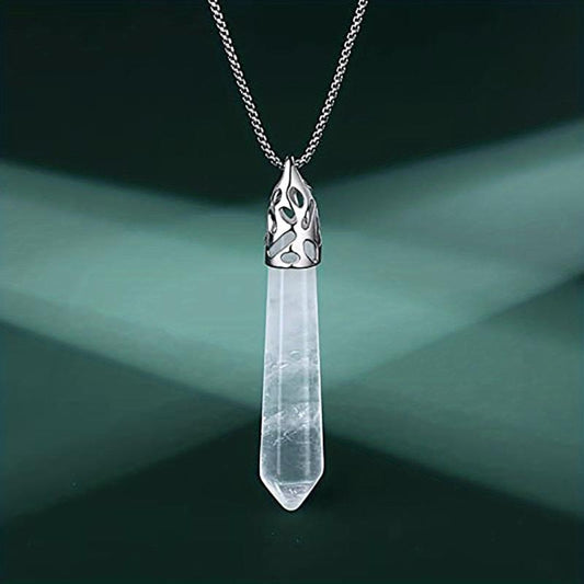 Healing Crystals Hexagonal Stones Necklace Reiki Gemstone Quartz Jewelry