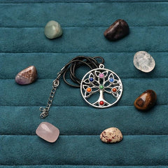Chakra Stones Angel Wing Pendant Necklace Reiki Healing