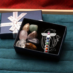Chakra Stones Angel Wing Pendant Necklace Reiki Healing