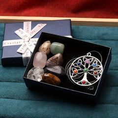 Chakra Stones Angel Wing Pendant Necklace Reiki Healing