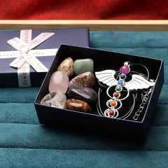 Chakra Stones Angel Wing Pendant Necklace Reiki Healing