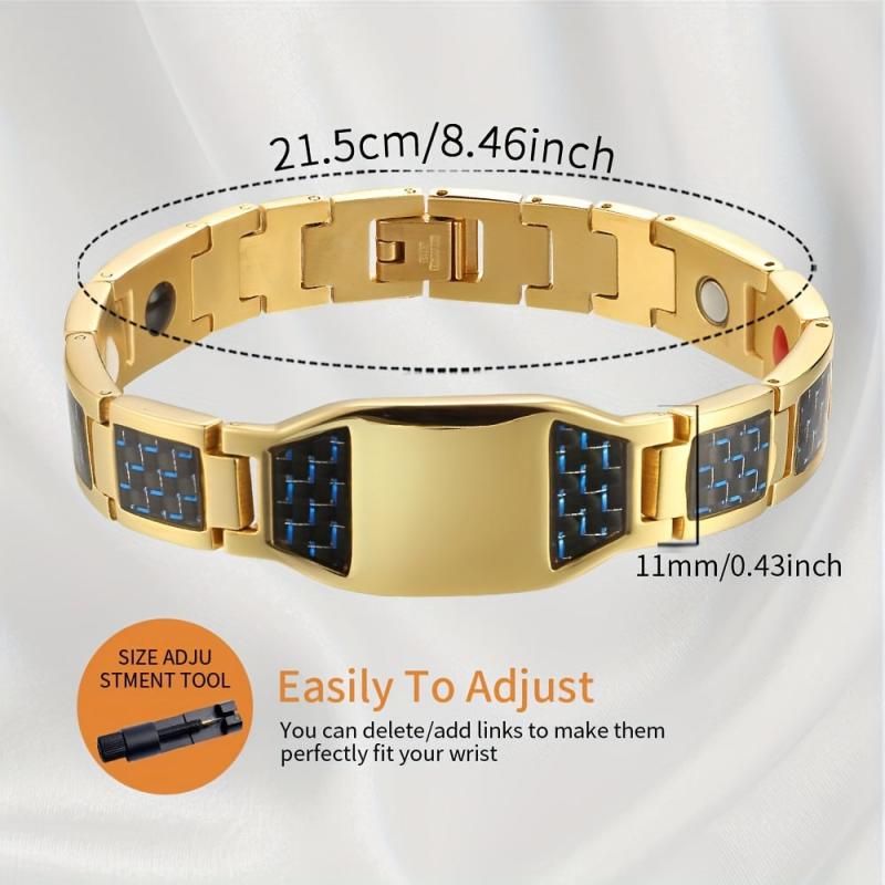 Men's Carbon Fiber Stainless Steel Magnetic Bracelet