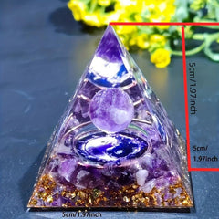 Tree Of Life Orgone Pyramid with Amethyst Crystal Ball