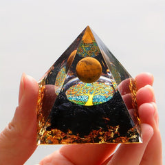 Tree Of Life Orgone Pyramid with Amethyst Crystal Ball