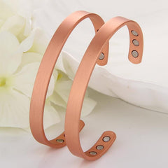 2pcs Copper Magnetic Bracelets Unisex Cuff Bangle Adjustable Jewelry