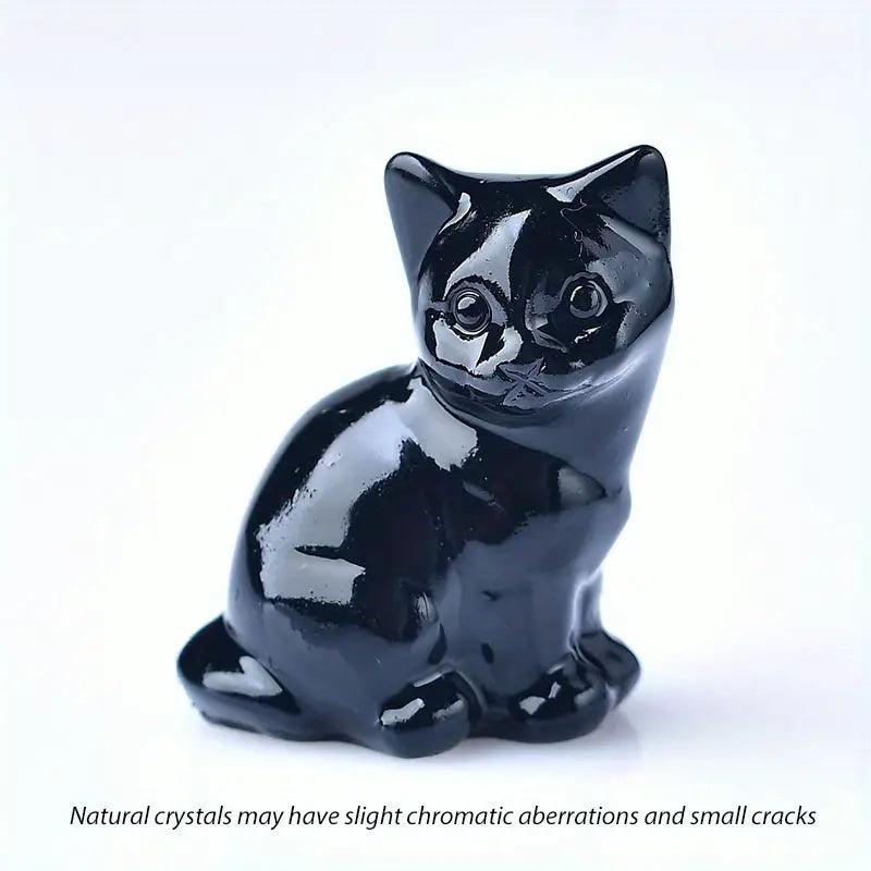 Cat Pocket Moonstone Carving Bare Stone Animal Statue Gift