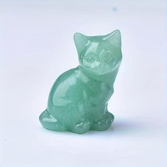 Cat Pocket Moonstone Carving Bare Stone Animal Statue Gift